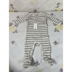 Quincy Mae side-snap bodysuit   fog  stripe 0-3 Months